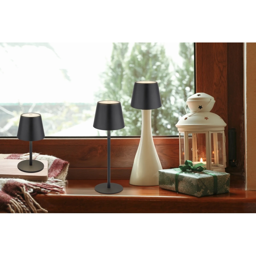 Globo - Dimmable Touch-Sensitive Rechargeable Outdoor Table Lamp, 3-in-1, LED 3W/5V, 3000/4000/5000K, IP54, 1800 mAh, Black