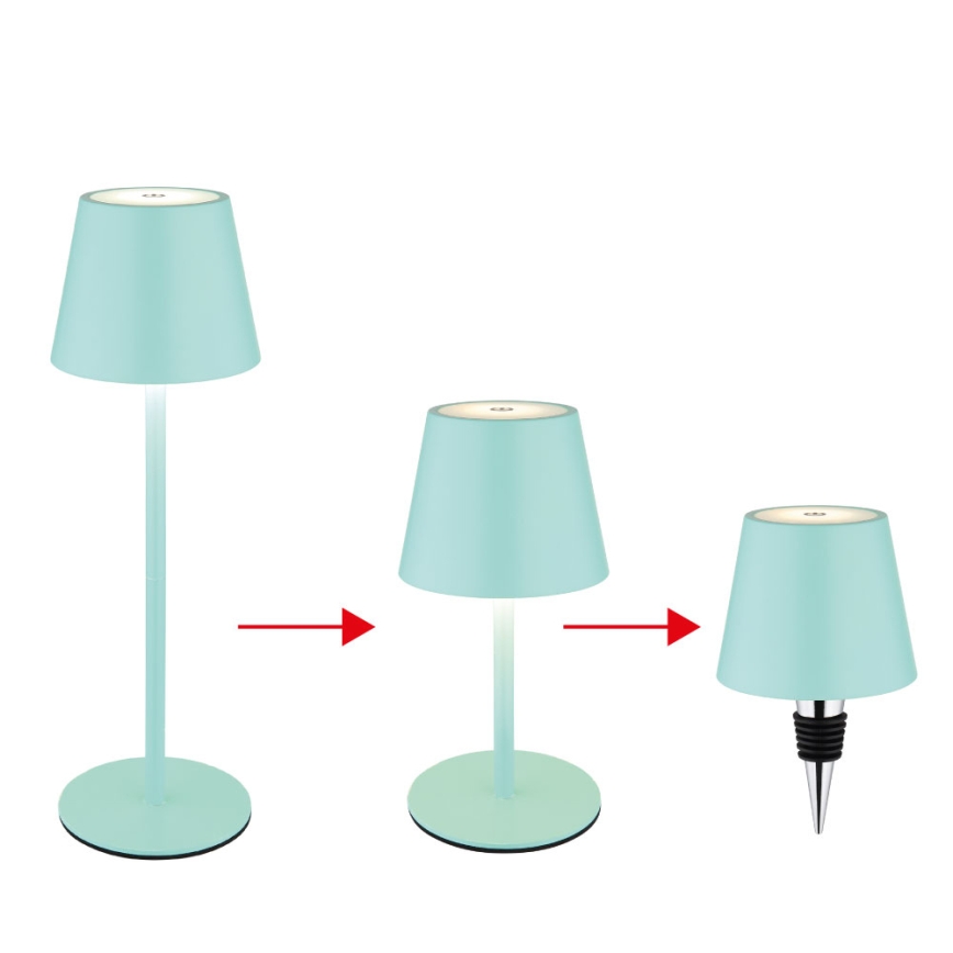 Globo - LED Dimmable Touch Rechargeable Outdoor Table Lamp 3-in-1 LED/3W/5V 3000/4000/5000K IP54 1800 mAh Mint Green