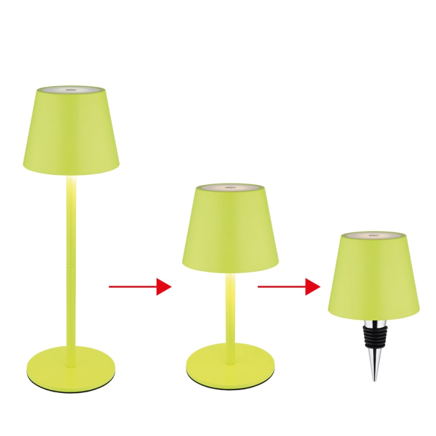 Globo - LED Dimmable Touch Rechargeable Outdoor Table Lamp 3-in-1 LED/3W/5V 3000/4000/5000K IP54 1800 mAh green