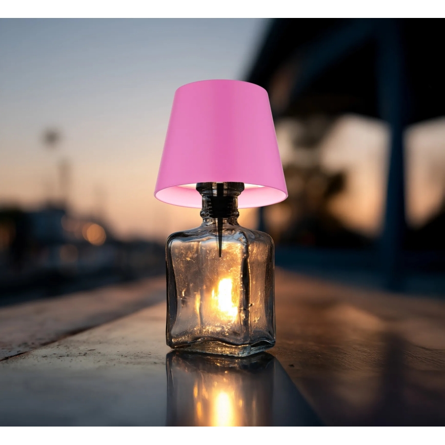 Globo - Dimmable Touch Rechargeable Outdoor Table Lamp 3-in-1 LED/3W/5V 3000/4000/5000K IP54 1800 mAh Pink