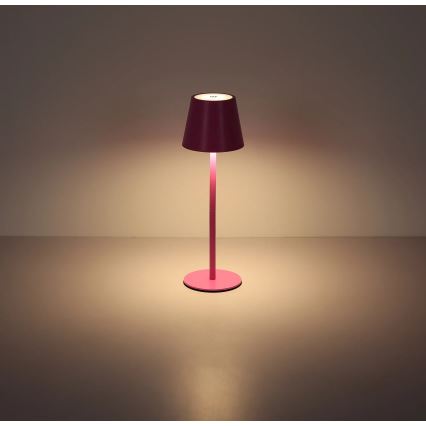 Globo - Dimmable Touch Rechargeable Outdoor Table Lamp 3-in-1 LED/3W/5V 3000/4000/5000K IP54 1800 mAh Pink