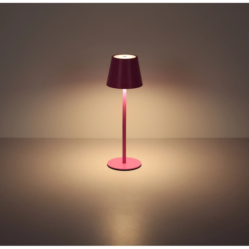 Globo - Dimmable Touch Rechargeable Outdoor Table Lamp 3-in-1 LED/3W/5V 3000/4000/5000K IP54 1800 mAh Pink