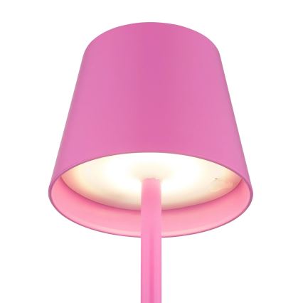 Globo - Dimmable Touch Rechargeable Outdoor Table Lamp 3-in-1 LED/3W/5V 3000/4000/5000K IP54 1800 mAh Pink