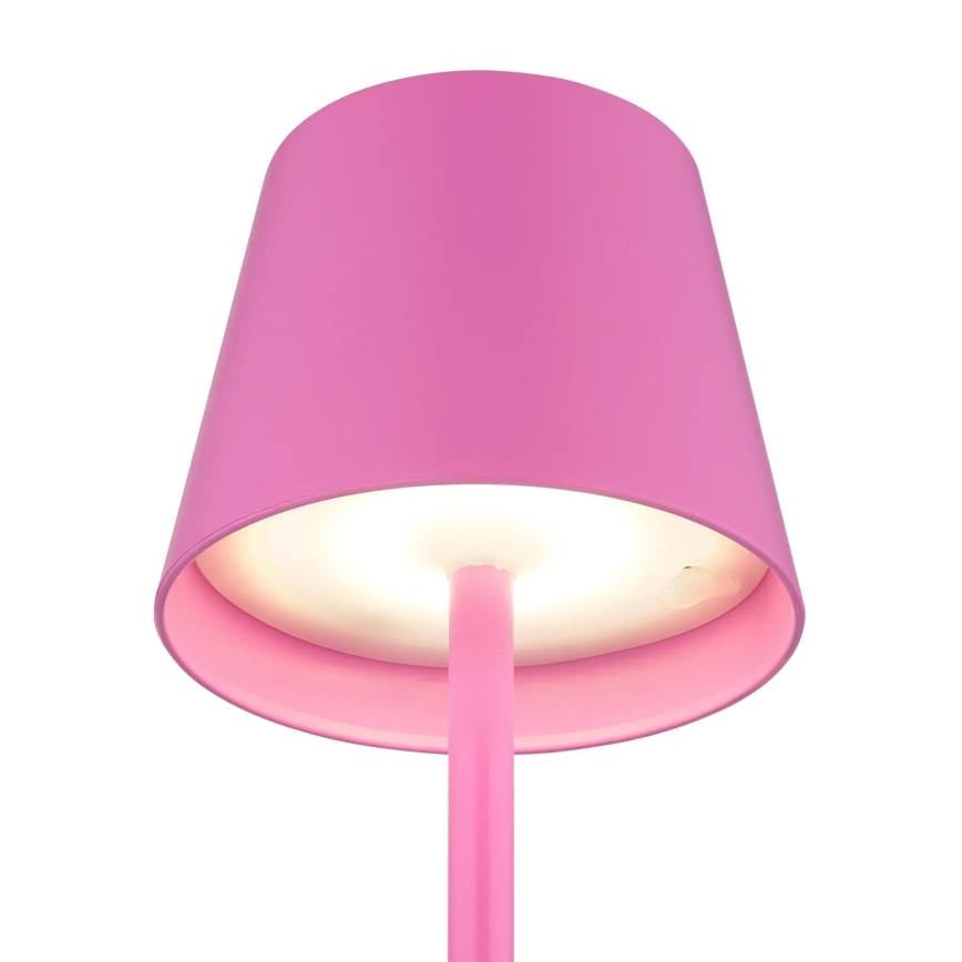 Globo - Dimmable Touch Rechargeable Outdoor Table Lamp 3-in-1 LED/3W/5V 3000/4000/5000K IP54 1800 mAh Pink