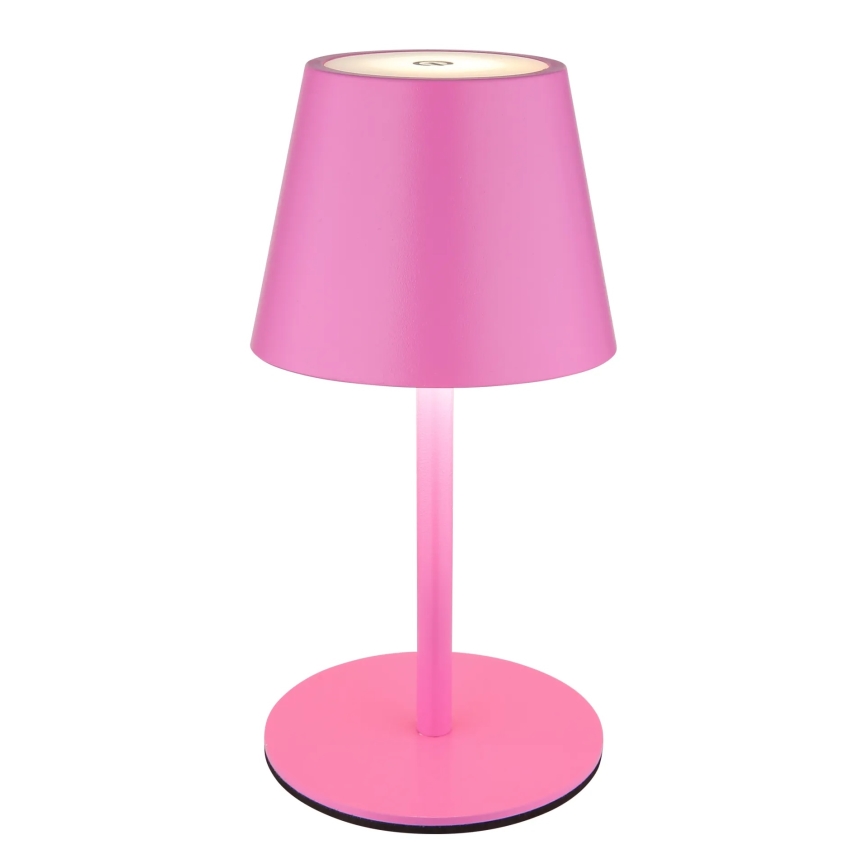 Globo - Dimmable Touch Rechargeable Outdoor Table Lamp 3-in-1 LED/3W/5V 3000/4000/5000K IP54 1800 mAh Pink