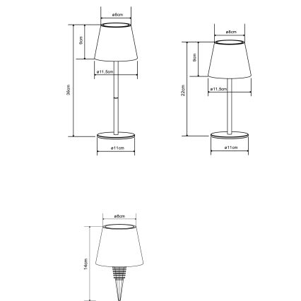 Globo - LED Dimmable Touch-Controlled Rechargeable Outdoor Table Lamp 3-in-1 LED/3W/5V 3000/4000/5000K IP54 1800 mAh