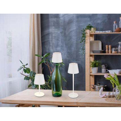 Globo - Dimmable touch-controlled rechargeable outdoor table lamp 3-in-1 LED/3W/5V 3000/4000/5000K IP54 1800 mAh white