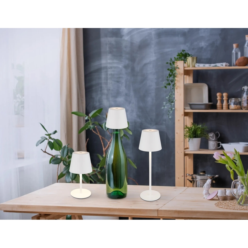 Globo - Dimmable touch-controlled rechargeable outdoor table lamp 3-in-1 LED/3W/5V 3000/4000/5000K IP54 1800 mAh white