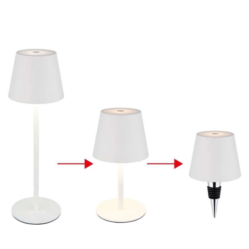 Globo - Dimmable touch-controlled rechargeable outdoor table lamp 3-in-1 LED/3W/5V 3000/4000/5000K IP54 1800 mAh white