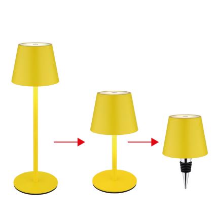 Globo - 3-in-1 Touch-Dimmable Rechargeable LED Outdoor Table Lamp, 3W/5V, 3000/4000/5000K, IP54, 1800 mAh, Yellow