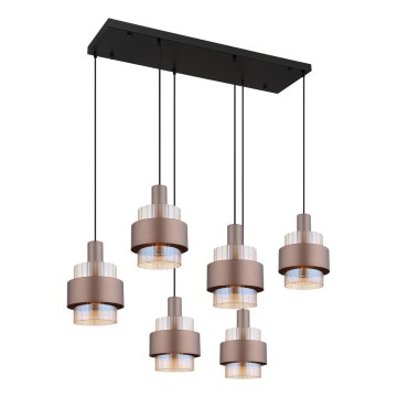 Globo - 6-Light Cable Pendant, E27/60W/230V, Brown