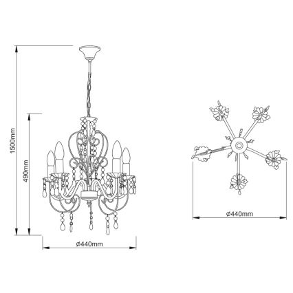 Globo - Chandelier on a chain 5xE14/40W/230V
