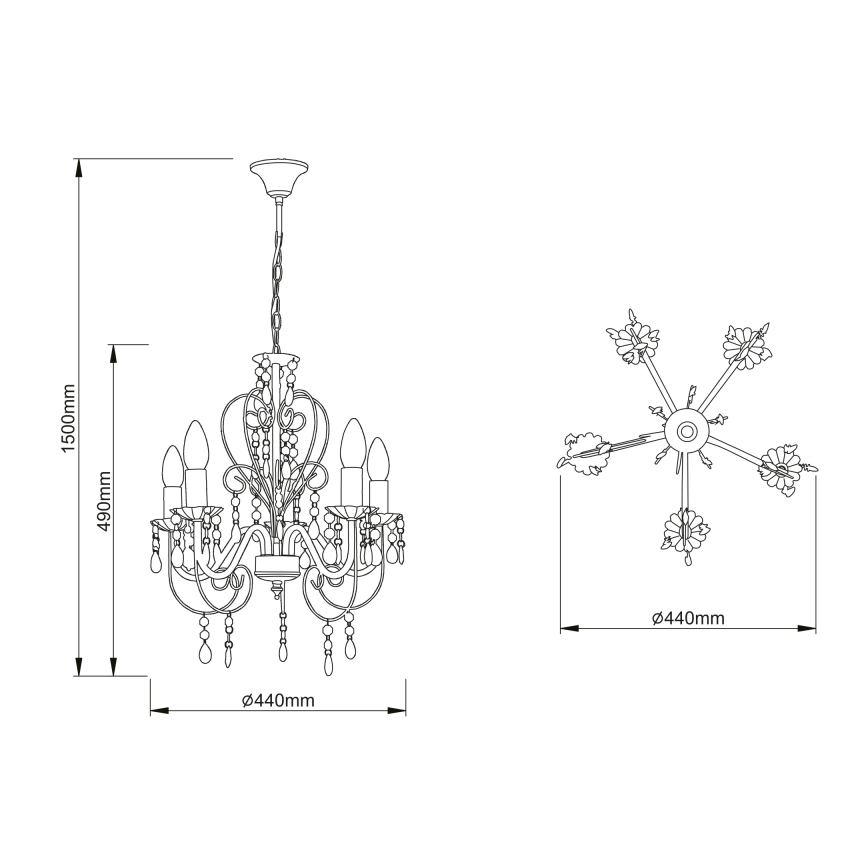 Globo - Chandelier on a chain 5xE14/40W/230V