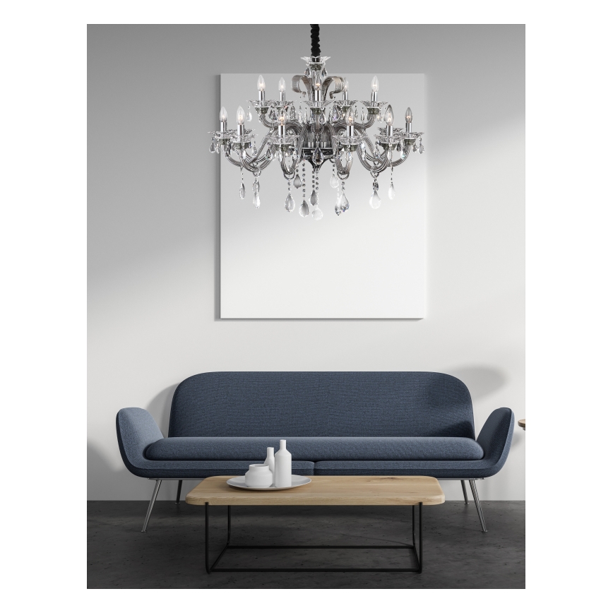Globo 64104-15 - DUNJA Chain-Hung Crystal Chandelier, 15xE14/40W/230V