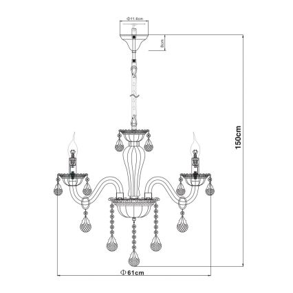 Globo - Chandelier on a chain 3xE14/40W/230V