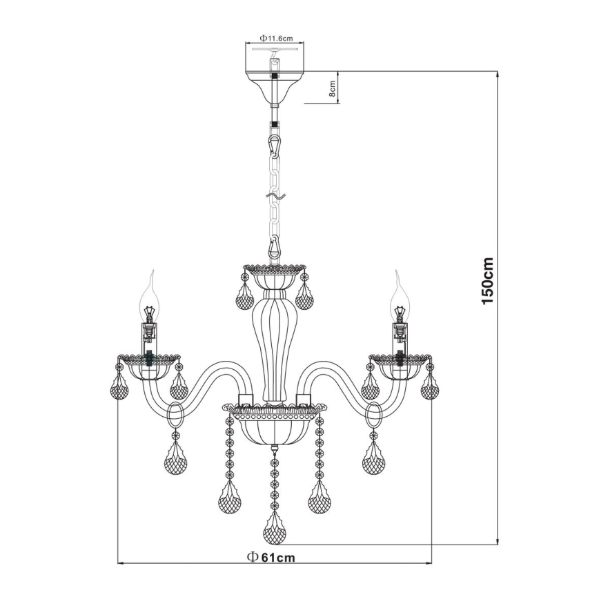 Globo - Chandelier on a chain 3xE14/40W/230V