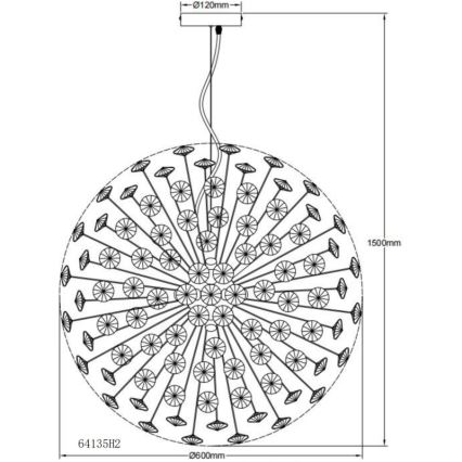 Globo - LED Cable Chandelier 9xG9/3.5W/230V Ø 60 cm Gold