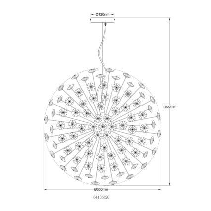 Globo - LED Cable-Suspended Chandelier 9x G9/3.5W/230V, dia. 60 cm, Polished Chrome