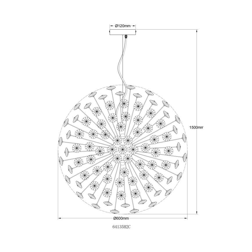 Globo - LED Cable-Suspended Chandelier 9x G9/3.5W/230V, dia. 60 cm, Polished Chrome
