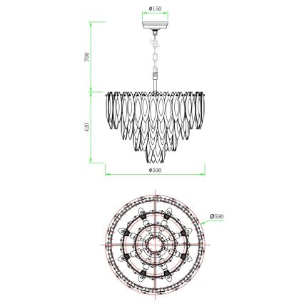 Globo - Cable-Suspended Chandelier 12xE14/40W/230V