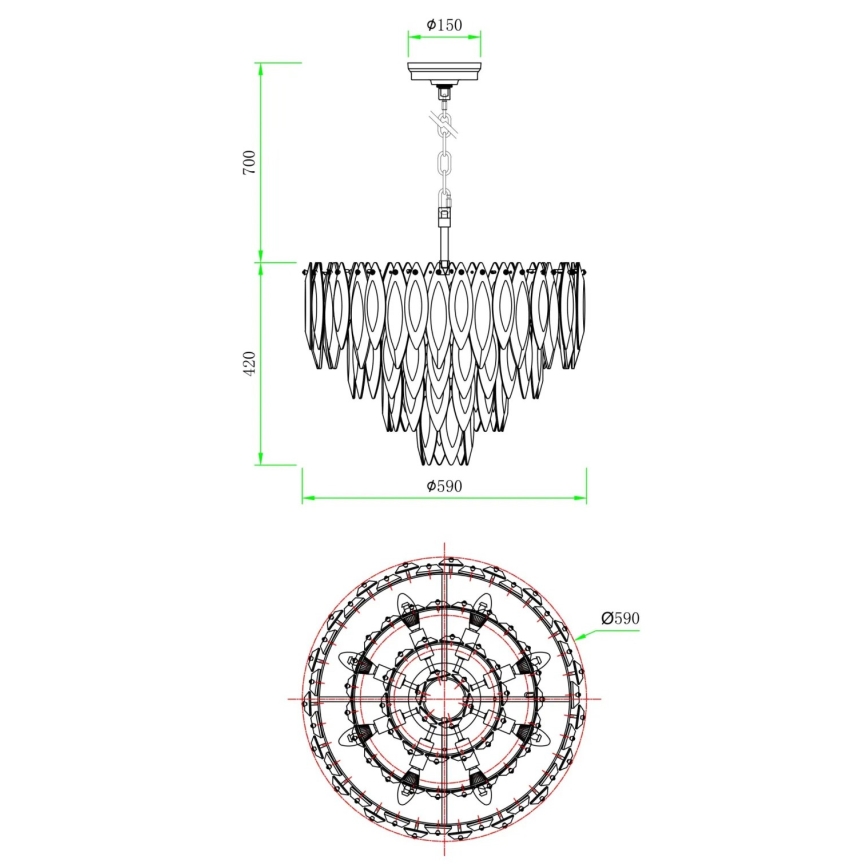 Globo - Cable-Suspended Chandelier 12xE14/40W/230V