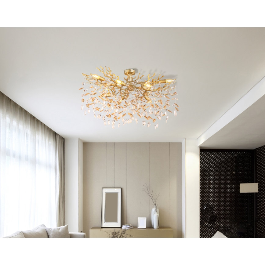 Globo - Rod-Mounted Chandelier 7xE14/40W/230V Gold