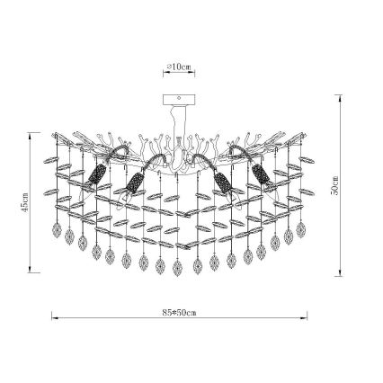 Globo - Rod-Mounted Chandelier 7xE14/40W/230V Gold