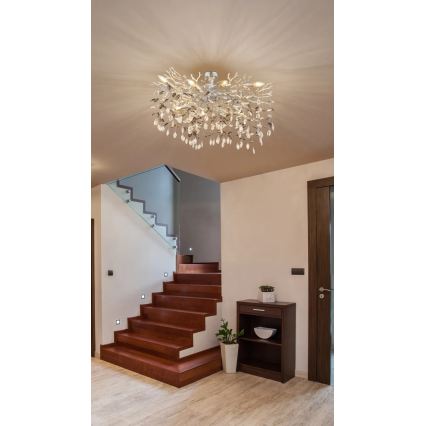Globo - Rod-mounted chandelier 7xE14/40W/230V silver