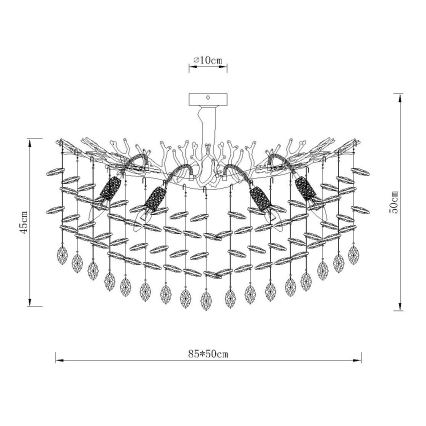 Globo - Rod-mounted chandelier 7xE14/40W/230V silver