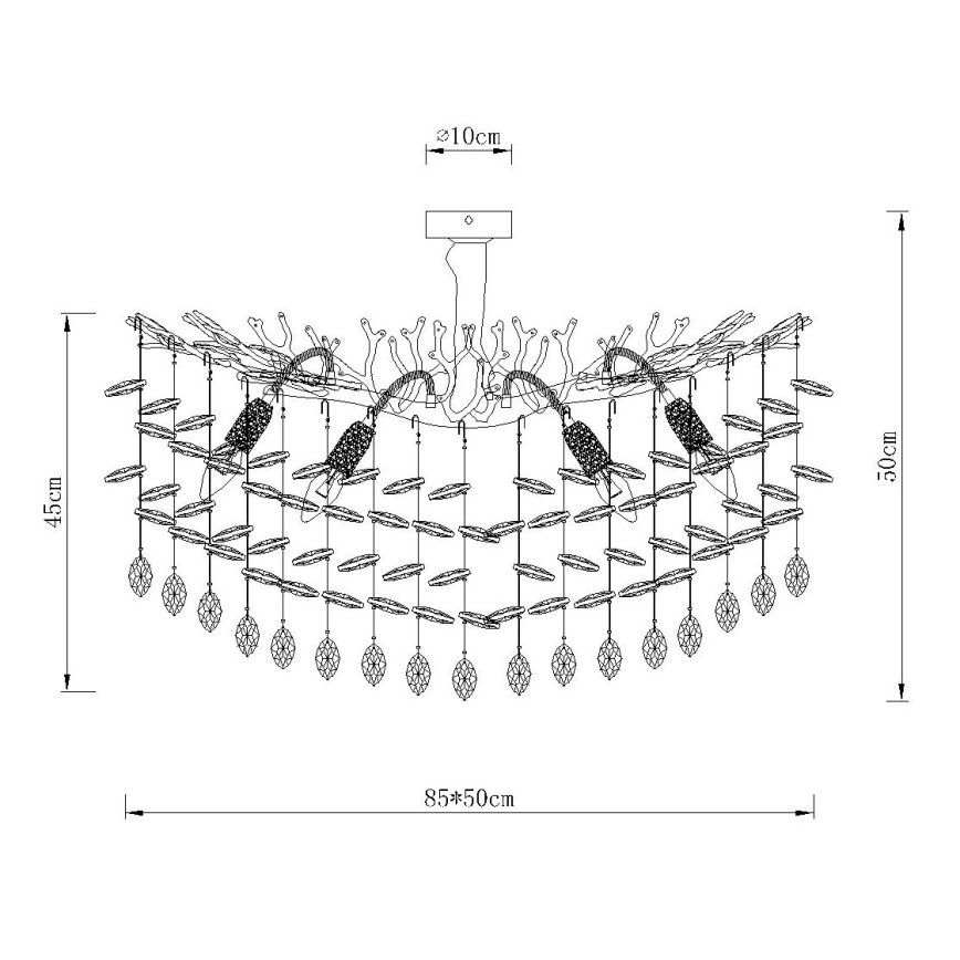 Globo - Rod-mounted chandelier 7xE14/40W/230V silver