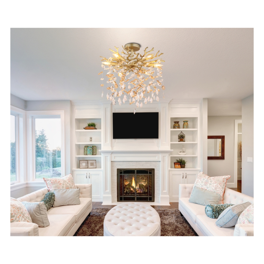 Globo - Rod Chandelier 6xE14/40W/230V Gold