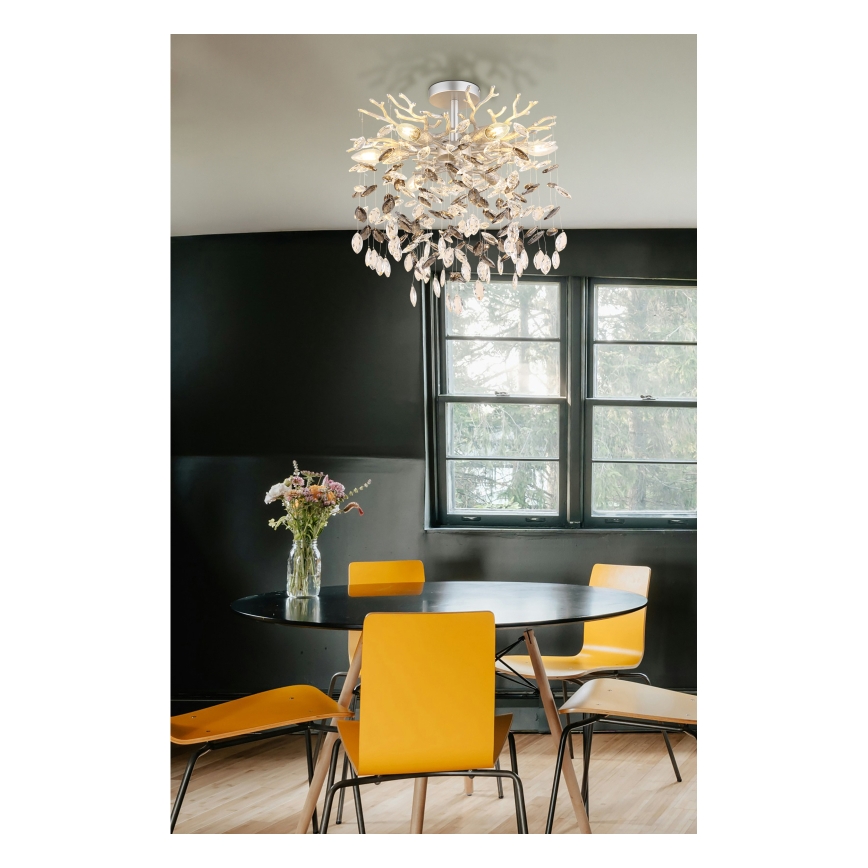 Globo - Rod-mounted chandelier, 6x E14/40W/230V, Silver