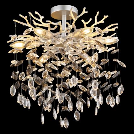 Globo - Rod-mounted chandelier, 6x E14/40W/230V, Silver
