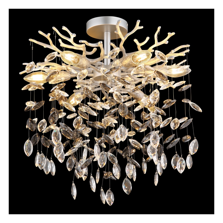 Globo - Rod-mounted chandelier, 6x E14/40W/230V, Silver