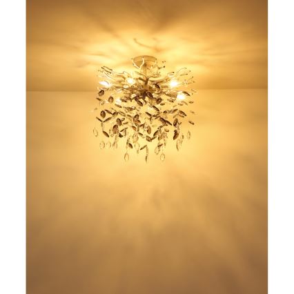 Globo - Rod-mounted chandelier, 6x E14/40W/230V, Silver