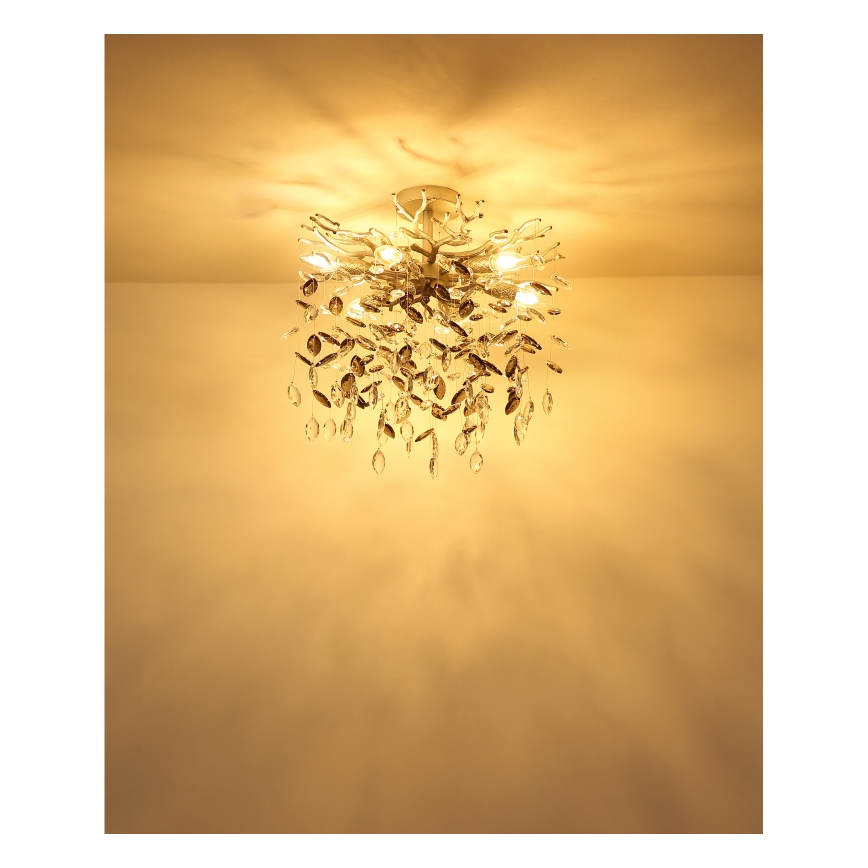 Globo - Rod-mounted chandelier, 6x E14/40W/230V, Silver