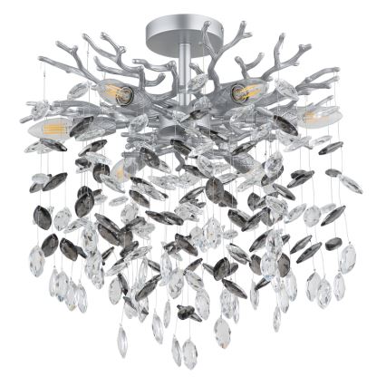 Globo - Rod-mounted chandelier, 6x E14/40W/230V, Silver