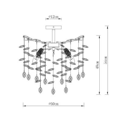 Globo - Rod-mounted chandelier, 6x E14/40W/230V, Silver