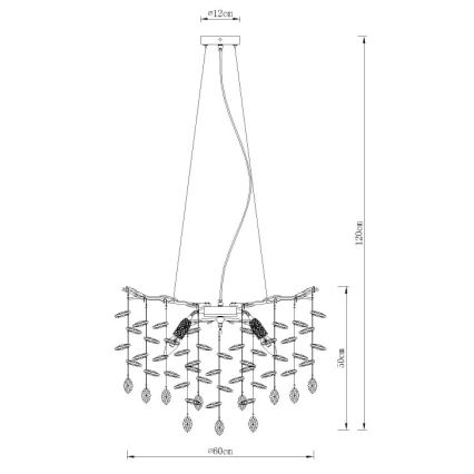 Globo - 8xE14/40W/230V Cable Pendant Chandelier, Gold