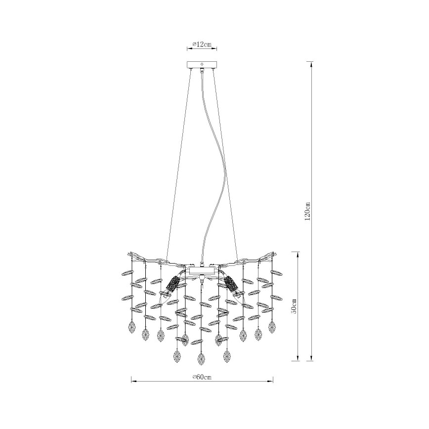 Globo - 8xE14/40W/230V Cable Pendant Chandelier, Gold