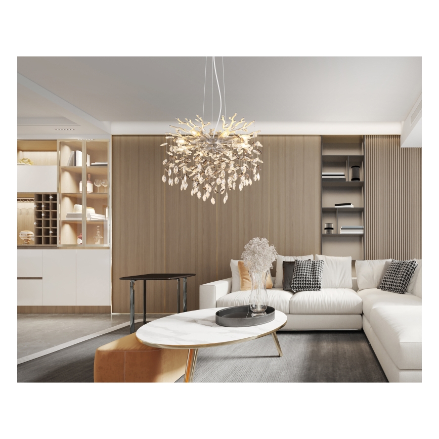 Globo - Cable-Hung Chandelier 8xE14/40W/230V, Silver