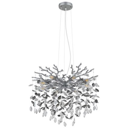 Globo - Cable-Hung Chandelier 8xE14/40W/230V, Silver