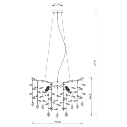 Globo - Cable-Hung Chandelier 8xE14/40W/230V, Silver