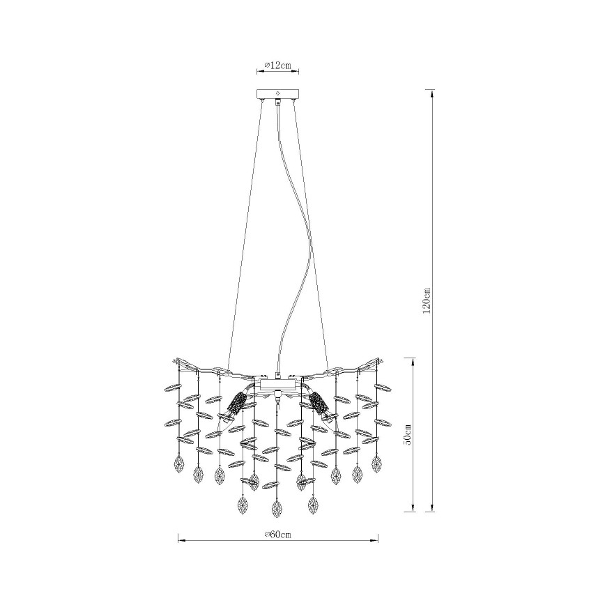 Globo - Cable-Hung Chandelier 8xE14/40W/230V, Silver