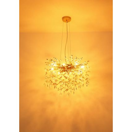 Globo - Cable-hung chandelier 10xE14/40W/230V, gold finish