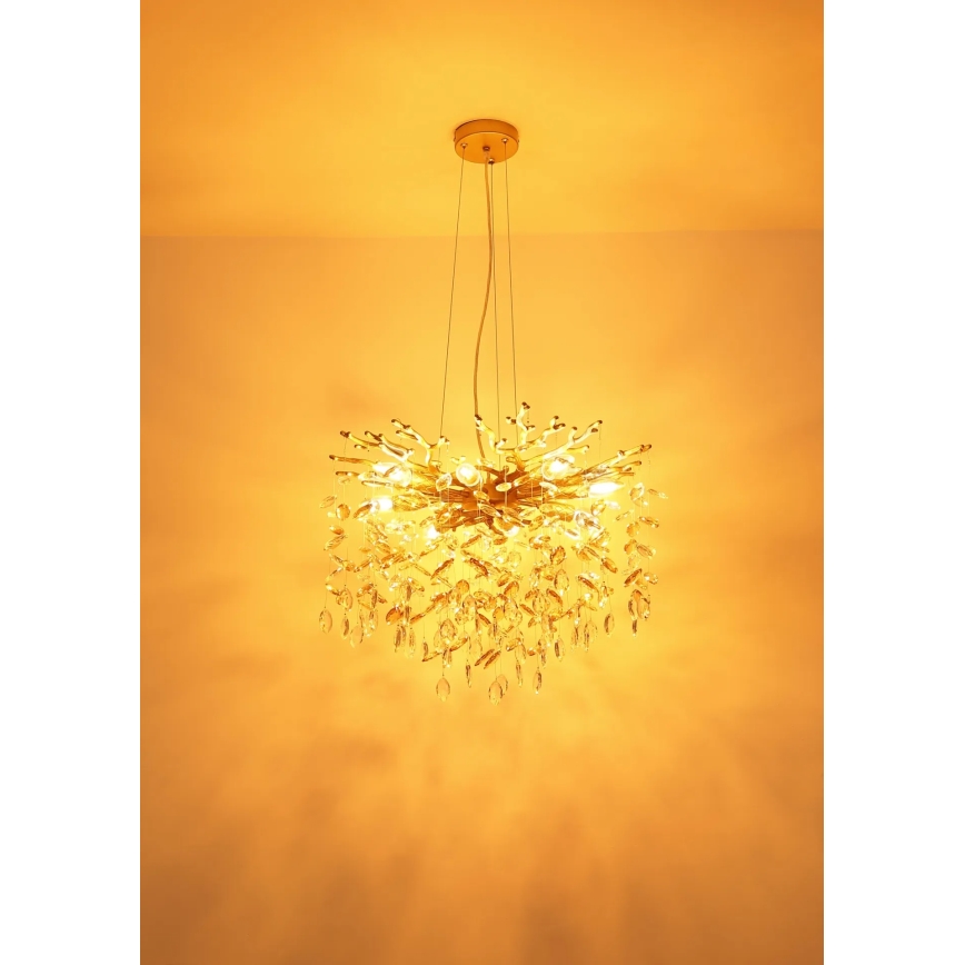Globo - Cable-hung chandelier 10xE14/40W/230V, gold finish