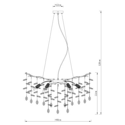Globo - Cable-hung chandelier 10xE14/40W/230V, gold finish