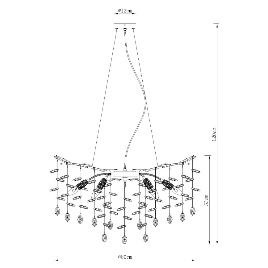 Globo - Cable-hung chandelier 10xE14/40W/230V, gold finish