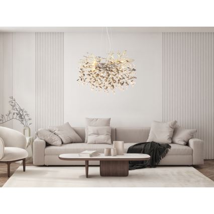 Globo - Cable-suspended chandelier 10xE14/40W/230V silver