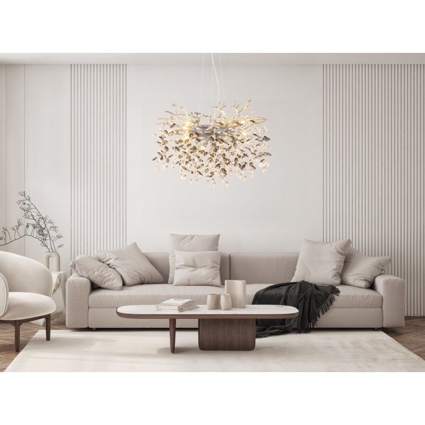 Globo - Cable-suspended chandelier 10xE14/40W/230V silver